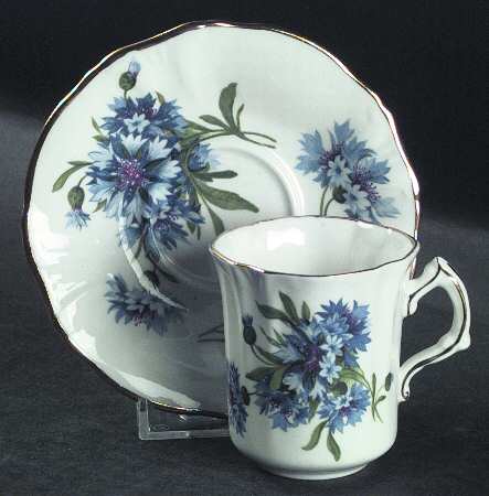 Cornflower Blue Flat Demitasse Cup & Saucer Set