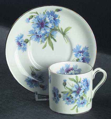 Cornflower Blue Flat Demitasse Cup & Saucer Set