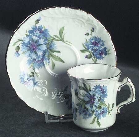 Cornflower Blue Flat Demitasse Cup & Saucer Set