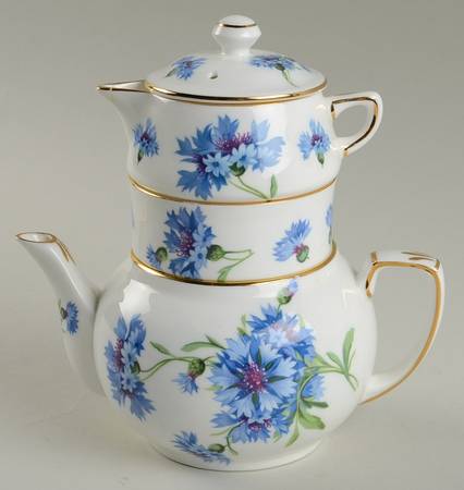 Cornflower Blue Mini Teapot Stacking Set (Creamer, Sugar)
