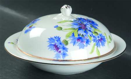 Cornflower Blue Round Covered Butter