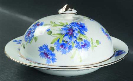 Cornflower Blue Muffin Dish & Lid