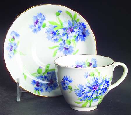 Cornflower Blue Flat Cup & Saucer Set