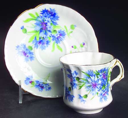 Cornflower Blue Flat Cup & Saucer Set