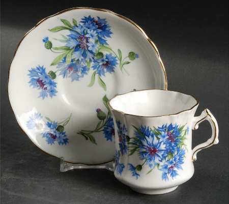 Cornflower Blue Flat Cup & Saucer Set