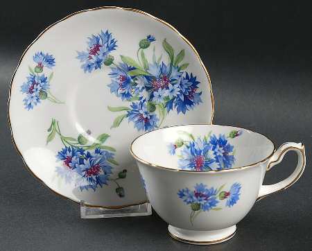 Cornflower Blue Footed Cup & Saucer Set