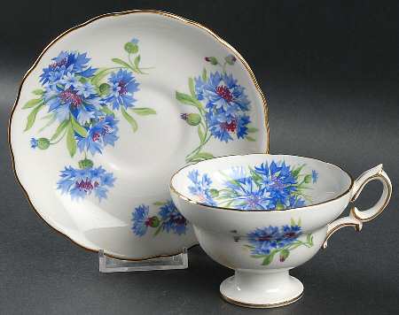 Cornflower Blue Footed Cup & Saucer Set