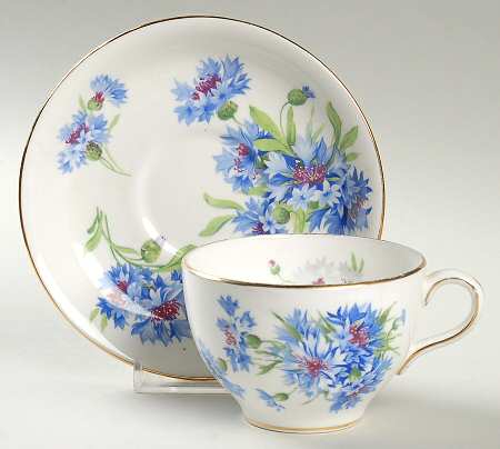 Cornflower Blue Flat Cup & Saucer Set