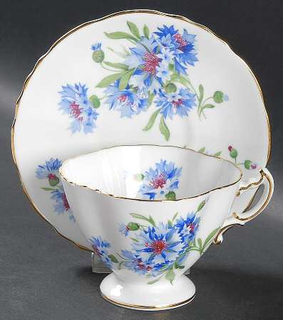 Cornflower Blue Footed Cup & Saucer Set