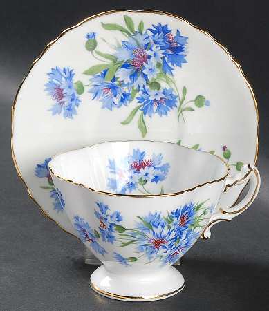 Cornflower Blue Footed Cup & Saucer Set