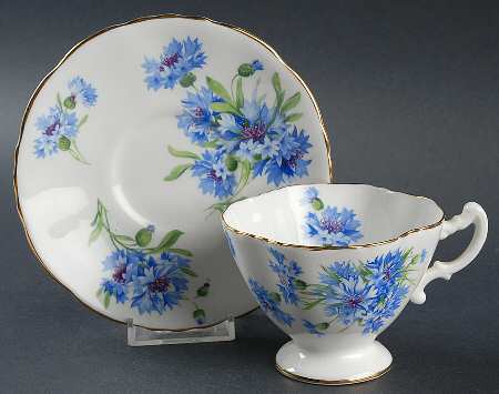 Cornflower Blue Footed Cup & Saucer Set