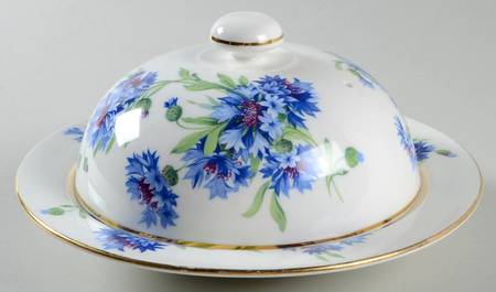 Cornflower Blue Round Covered Butter