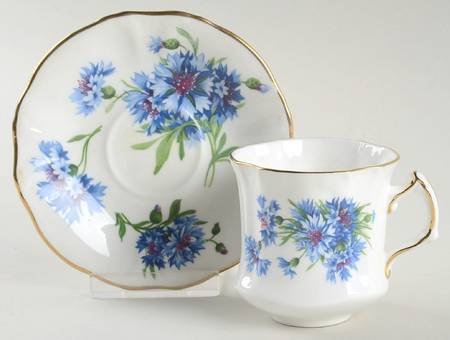 Cornflower Blue Flat Demitasse Cup & Saucer Set
