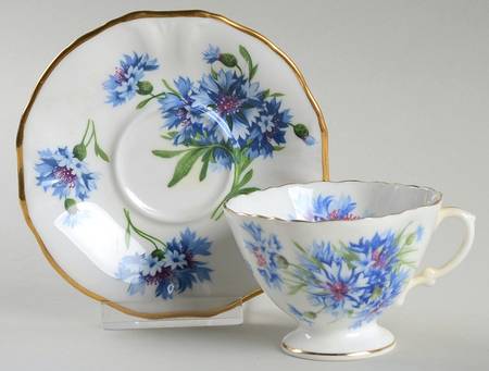 Cornflower Blue Footed Demitasse Cup & Saucer Set