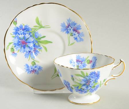 Cornflower Blue Footed Demitasse Cup & Saucer Set