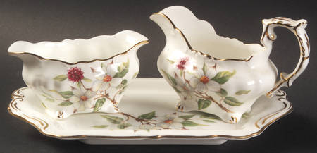 Dogwood Blossom Mini Creamer & Open Sugar with Tray