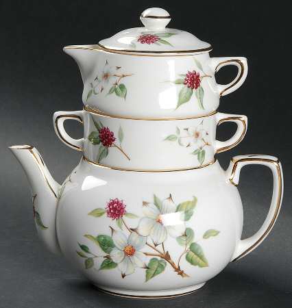 Dogwood Blossom Mini Teapot Stacking Set (Creamer, Sugar)