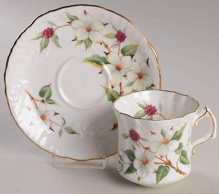 Dogwood Blossom Footed Cup & Saucer Set
