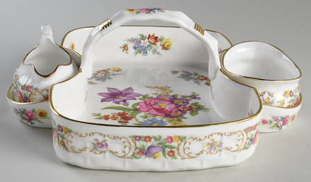 Dresden Sprays Strawberry Basket W/Creamer & Open Sugar