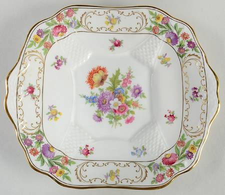 Dresden Sprays Square Handled Cake Plate