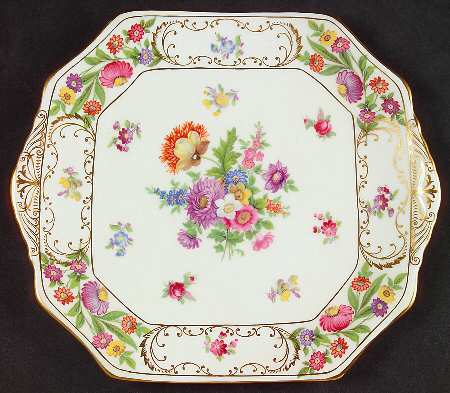 Dresden Sprays Square Handled Cake Plate