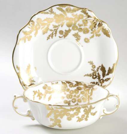 Golden Tansy Flat Cream Soup Bowl & Saucer Set