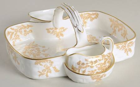 Golden Tansy Strawberry Basket W/Creamer & Open Sugar