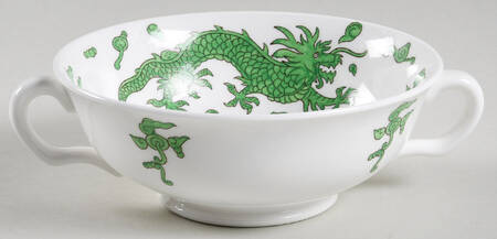 Green Dragon Footed Cream Soup Bowl