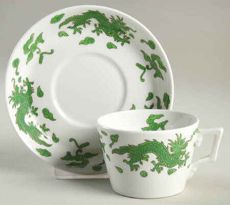 Green Dragon Flat Cup & Saucer Set