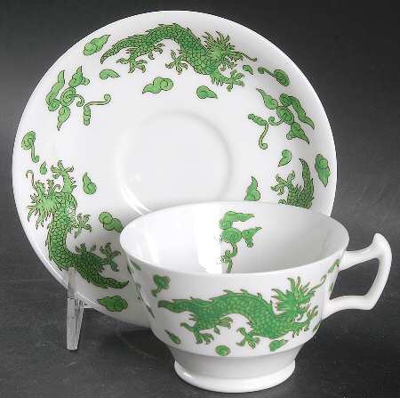 Green Dragon Footed Cup & Saucer Set by Hammersley