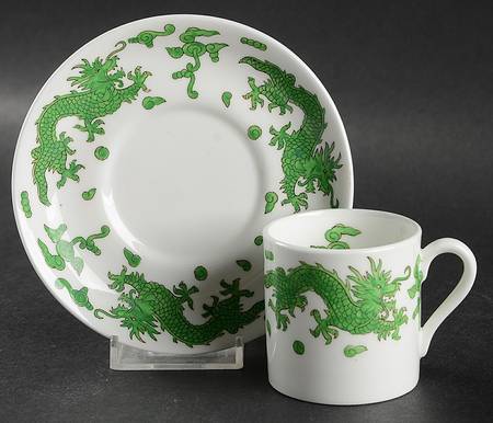Green Dragon Flat Demitasse Cup & Saucer Set