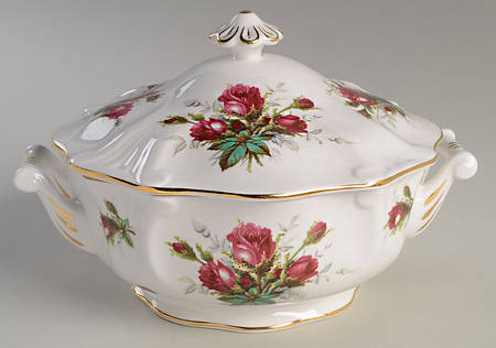 Grandmother's Rose Round Covered Vegetable