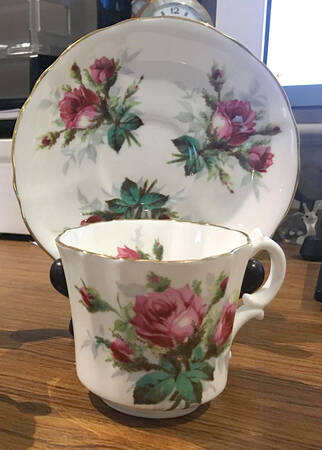 Grandmother's Rose Flat Cup & Saucer Set