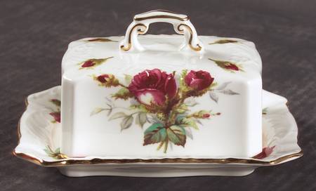 Grandmother's Rose Square Covered Butter