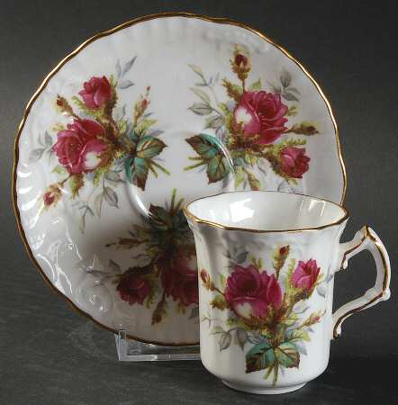 Grandmother's Rose Flat Demitasse Cup & Saucer Set