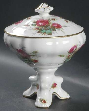 Grandmother's Rose Pedestal Candy Box with Lid