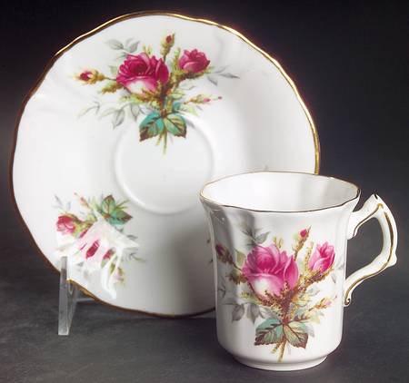 Grandmother's Rose Flat Demitasse Cup & Saucer Set