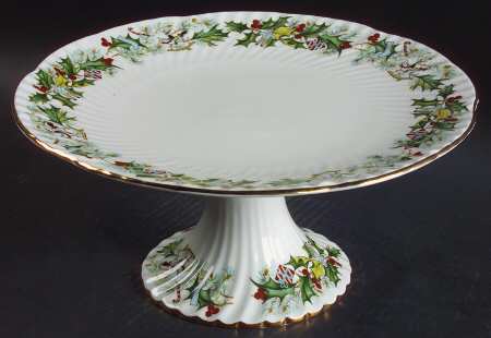 Christmas Holly 10" Diameter Pedestal Cake Stand