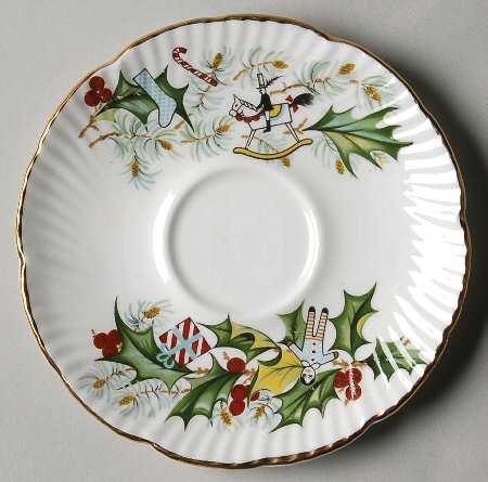 Christmas Holly Saucer for Demitasse Cup