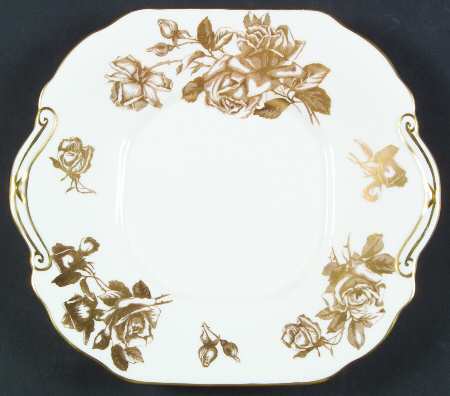Hammersley Rose Square Handled Cake Plate
