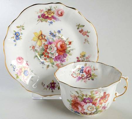 Howard Sprays (Scalloped, Embossed) Flat Cup & Saucer Set