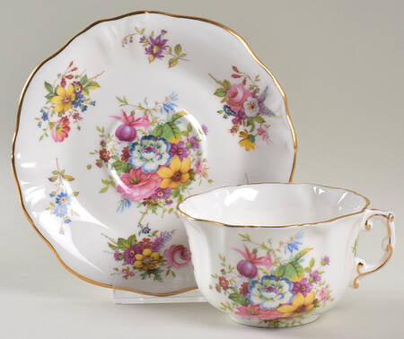 Howard Sprays (Scalloped, Embossed) Flat Cup & Saucer Set by Hammersley