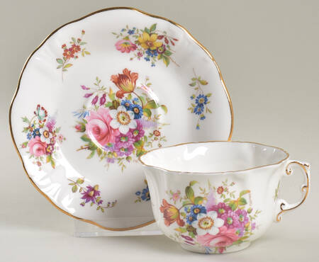 Howard Sprays (Scalloped, Embossed) Flat Cup & Saucer Set by Hammersley