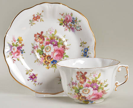 Howard Sprays (Scalloped, Embossed) Flat Cup & Saucer Set by Hammersley