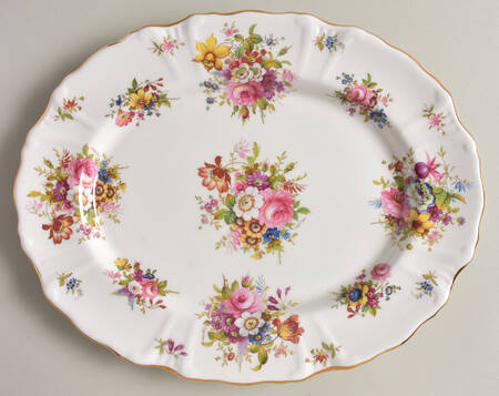 Howard Sprays (Scalloped, Embossed) 11" Oval Serving Platter by Hammersley
