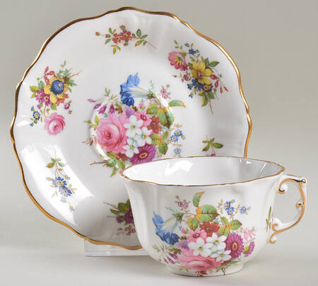 Howard Sprays (Scalloped, Embossed) Flat Cup & Saucer Set