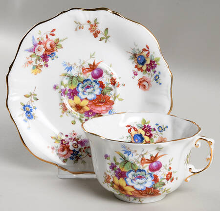 Howard Sprays (Scalloped, Embossed) Flat Cup & Saucer Set
