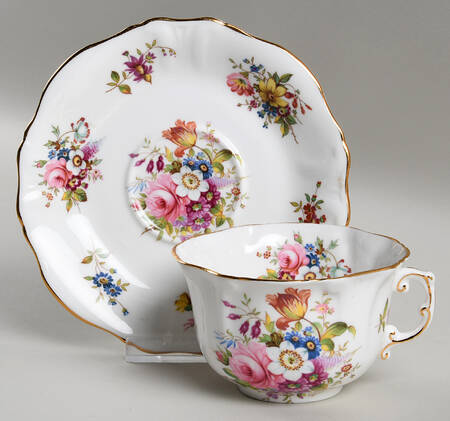 Howard Sprays (Scalloped, Embossed) Flat Cup & Saucer Set