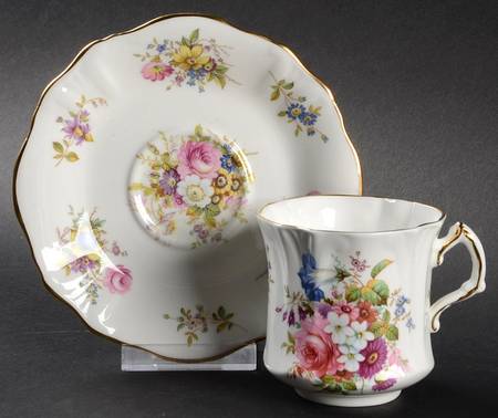 Howard Sprays (Scalloped, Embossed) Flat Cup & Saucer Set