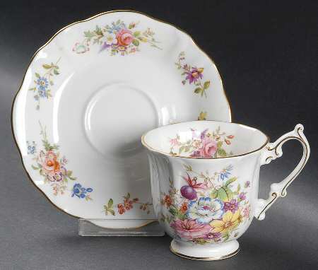Howard Sprays (Scalloped, Embossed) Footed Cup & Saucer Set